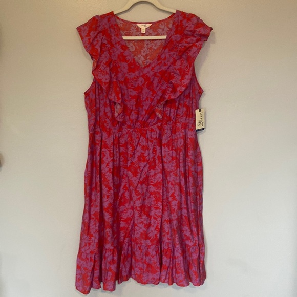 Terra & Sky Dresses & Skirts - Terra & Sky Plus Red & Purple Floral Dress SZ 1X